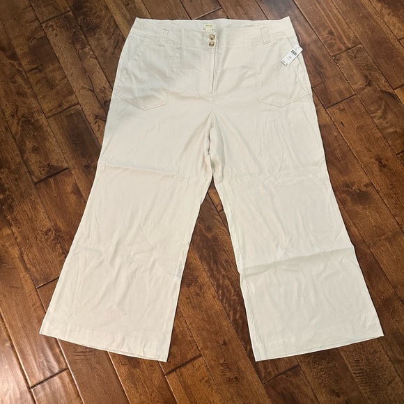 Plus-Sized (24W) Anthropologie Maeve Cream Pants NWT - Picture 4 of 6
